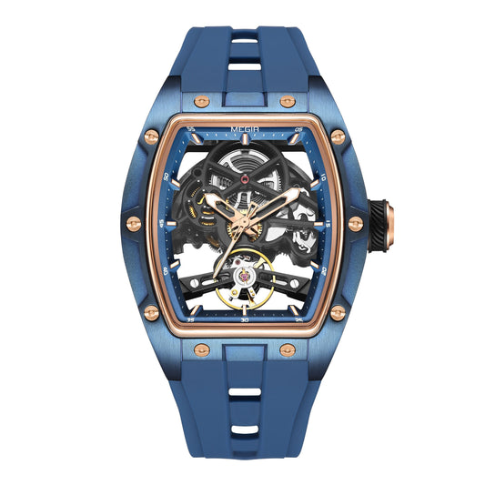 MEGIR Original Fashion Men Watches Automatic Mechanical Watch Steel Case Sport Skeleton Dial Wristwatch Waterproof Clock Reloj Hombre 2242