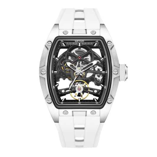 MEGIR Original Fashion Men Watches Automatic Mechanical Watch Steel Case Sport Skeleton Dial Wristwatch Waterproof Clock Reloj Hombre 2242